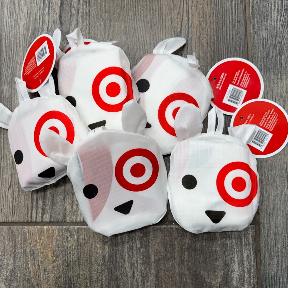 LOT Target Bullseye Dog Reusable Packable Eco Friendly Tote Bags Lot of 5